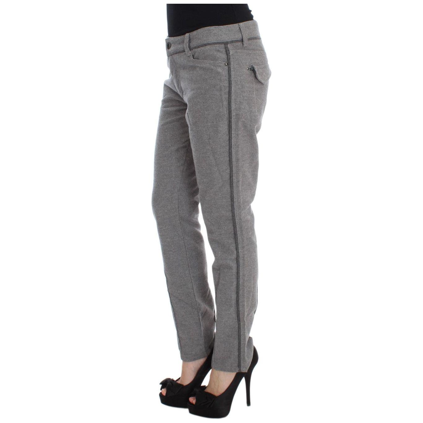 Ermanno Scervino Gray Cotton Straight Fit Casual Pants