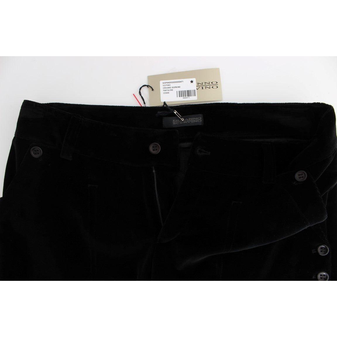 Ermanno Scervino Black Velvet Cotton Straight Legs Pants