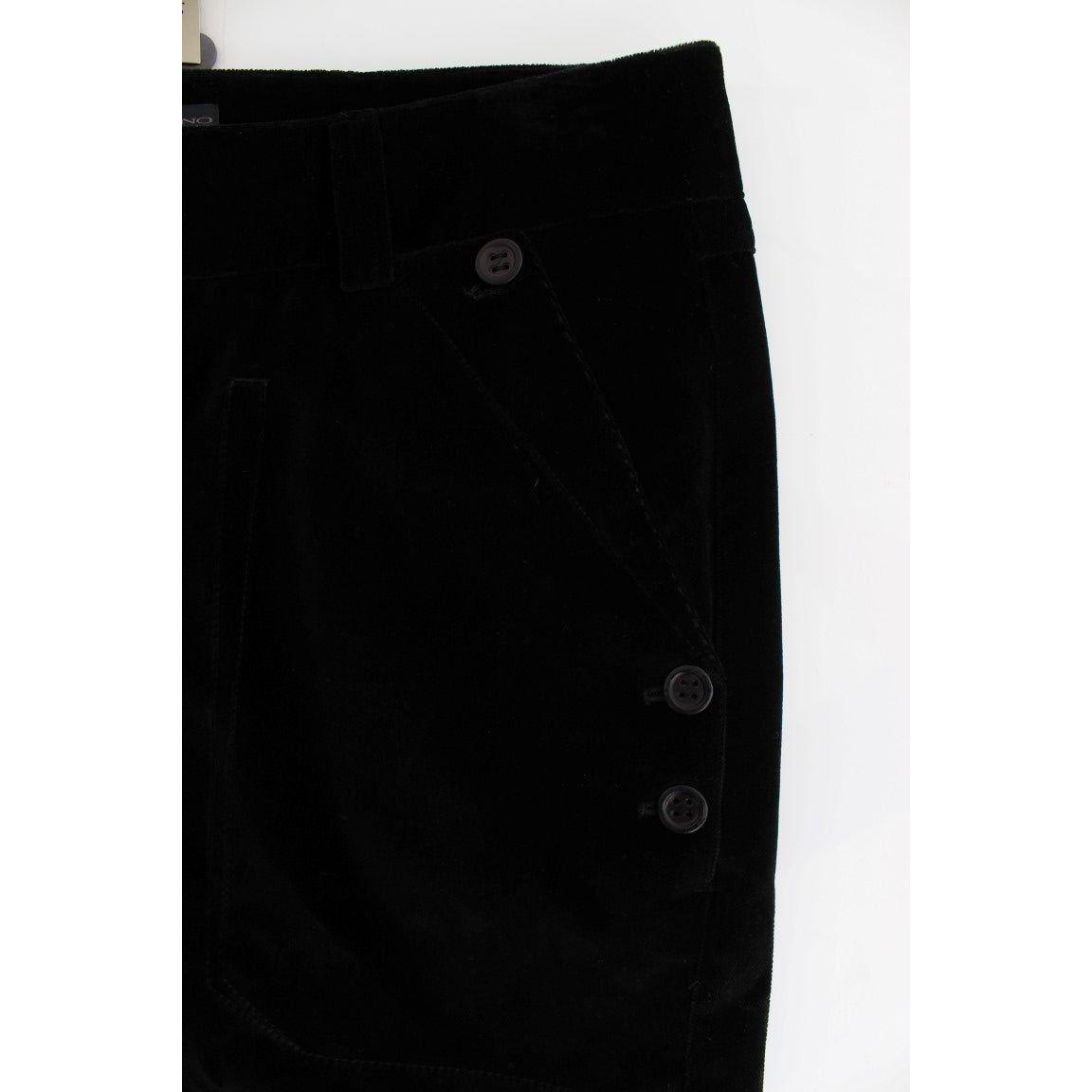 Ermanno Scervino Black Velvet Cotton Straight Legs Pants
