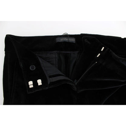 Ermanno Scervino Black Velvet Cotton Straight Legs Pants Jeans & Pants