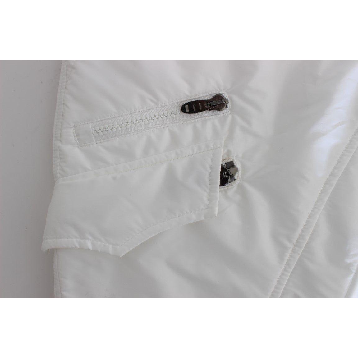 Ermanno Scervino White Nylon Padded Slim Fit Cargo Pants