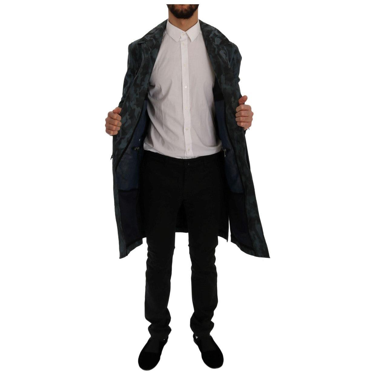 Dolce & Gabbana Blue Camouflage Trench Trench Coats & Jackets