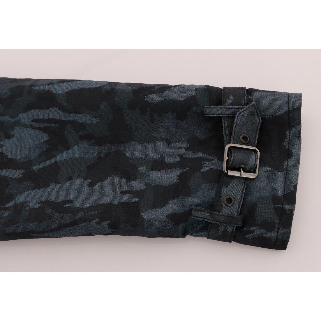 Dolce & Gabbana Blue Camouflage Trench Trench Coats & Jackets