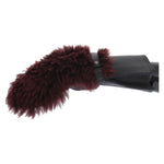 Dolce & Gabbana Black Leather Bordeaux Shearling Gloves LB107-3