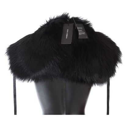 Dolce & Gabbana Black Fox Fur Shoulder Wrap Cover Collar Scarf Fur Wrap Scarves