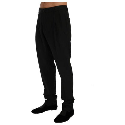 Dolce & Gabbana Black Striped Wool Stretch Pants Dolce & Gabbana