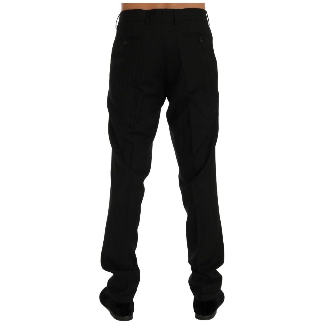 Dolce & Gabbana Black Striped Wool Stretch Pants Dolce & Gabbana