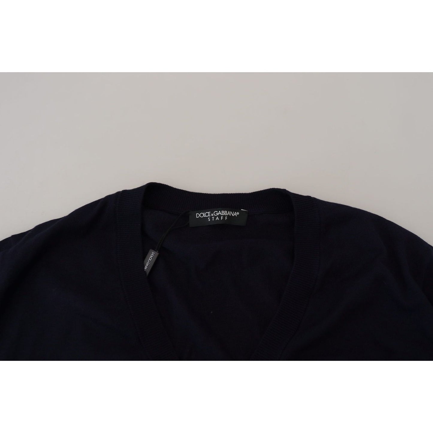 Dolce & Gabbana Blue Wool STAFF Down Cardigan Sweater