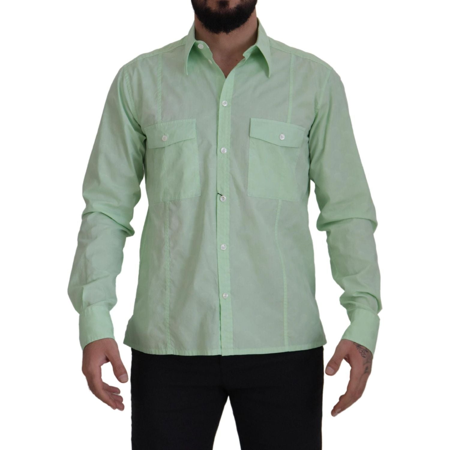 Dolce & Gabbana Mint Green Long Sleeves Button Down Shirt