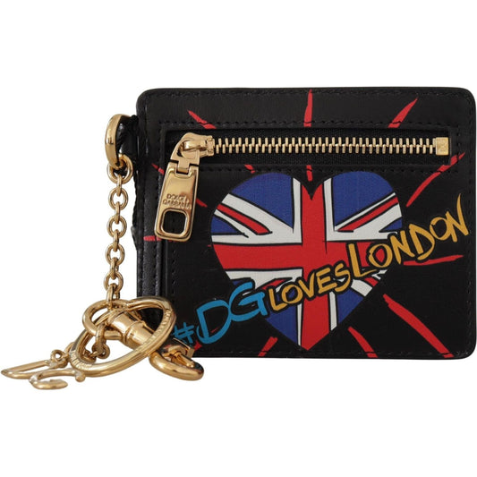 Dolce & Gabbana Black Leather #DGLovesLondon Keyring Cardholder Coin Case