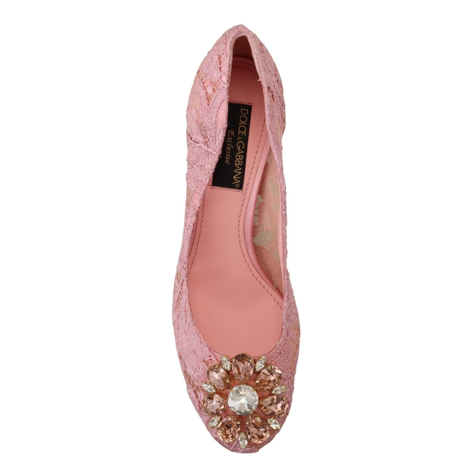 Dolce & Gabbana Pink Taormina Lace Crystal Pumps Pastel Shoes