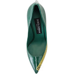 Dolce & Gabbana Green Leather Heels Pumps Plastic Shoes LA10079- 36