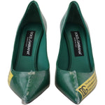 Dolce & Gabbana Green Leather Heels Pumps Plastic Shoes LA10079- 36