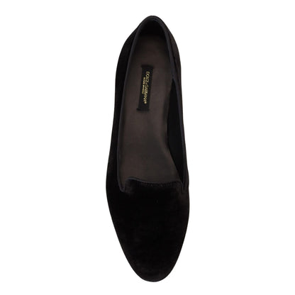 Dolce & Gabbana Black Velvet Slip Ons Loafers Flats Shoes