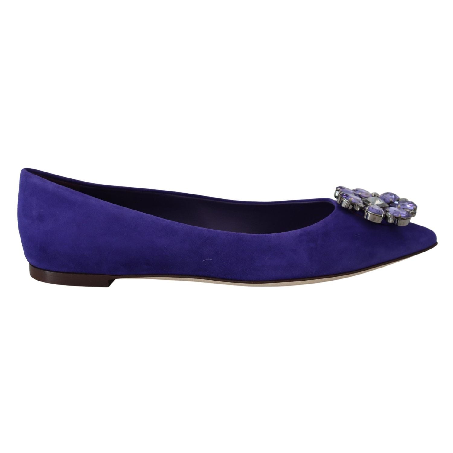 Dolce & Gabbana Purple Suede Crystals Loafers Flats Shoes