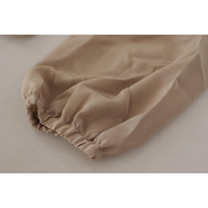 Dolce & Gabbana Brown Waistband Sleeves Ascot Collar Top Blouse