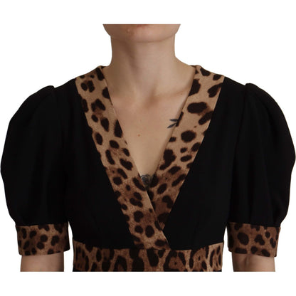 Dolce & Gabbana Black Leopard A-line Knee Length Dress