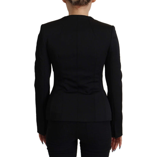 Dolce & Gabbana Black Slim Fit Long Sleeves Snap Jacket