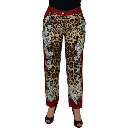 Dolce & Gabbana Multicolor Leopard Flora Printed Mid Waist Trouser Pants Dolce & Gabbana