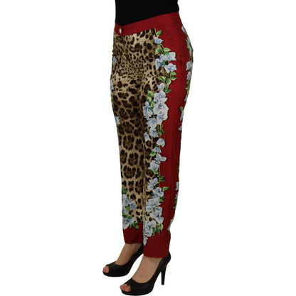 Dolce & Gabbana Multicolor Leopard Flora Printed Mid Waist Trouser Pants Dolce & Gabbana