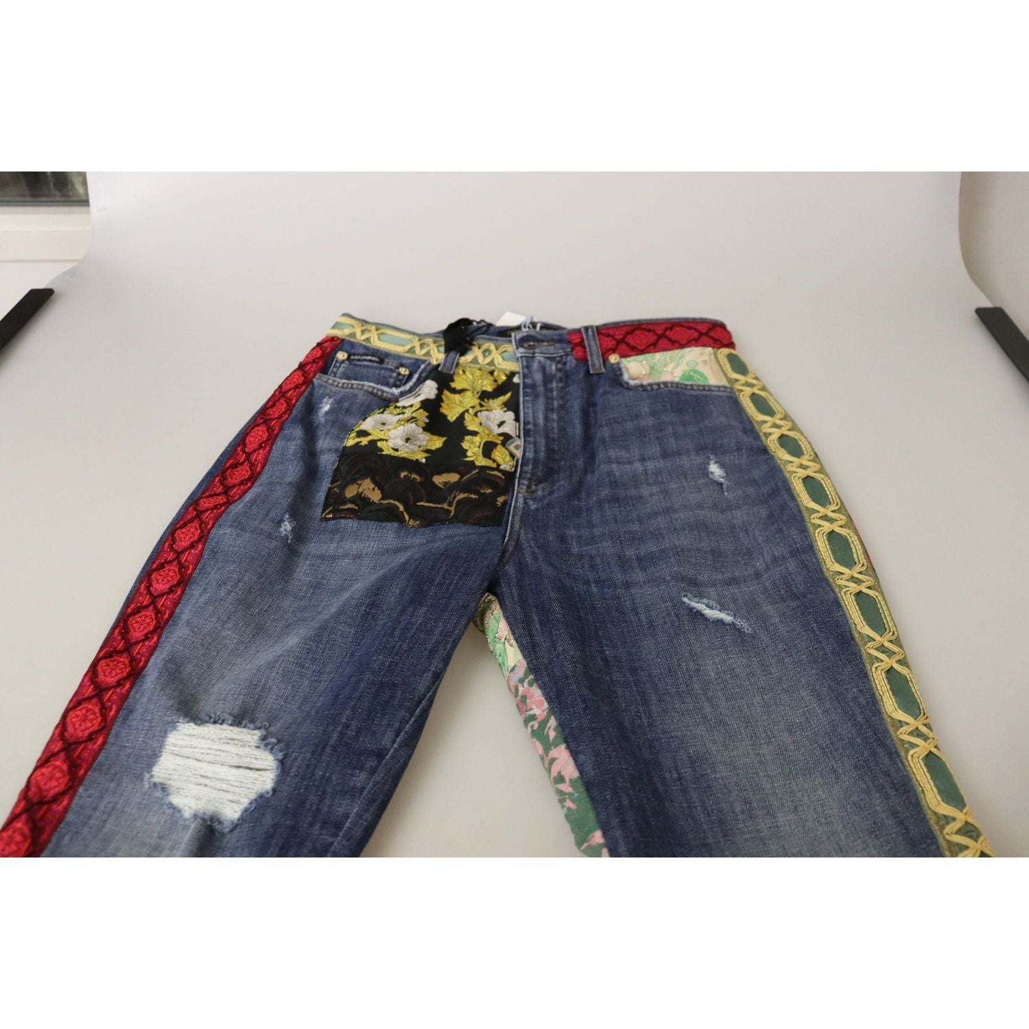 Dolce & Gabbana Blue Patchwork High Waist Denim Jeans