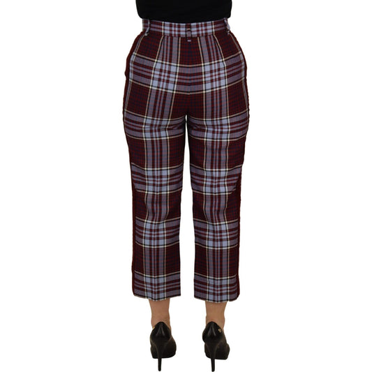 Dolce & Gabbana Gray Checked High Waist Cropped Trouser Pants PAN73070 -42
