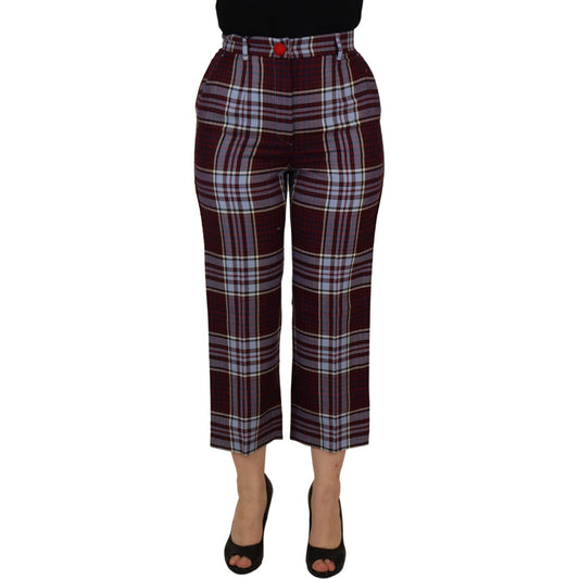 Dolce & Gabbana Gray Checked High Waist Cropped Trouser Pants PAN73070 -42