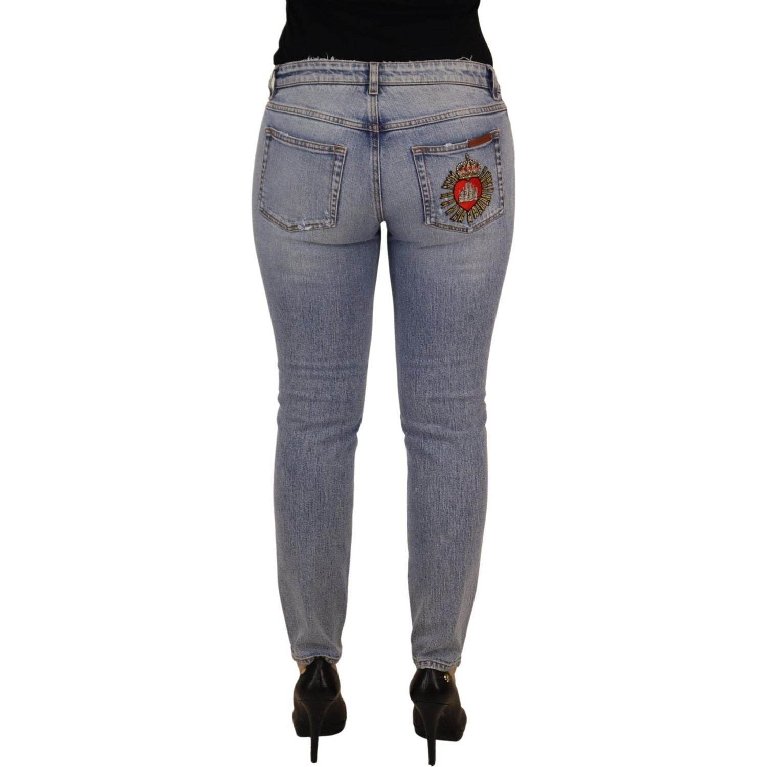 Dolce & Gabbana Blue Cotton Stretch Skinny Low Waist Denim Jeans