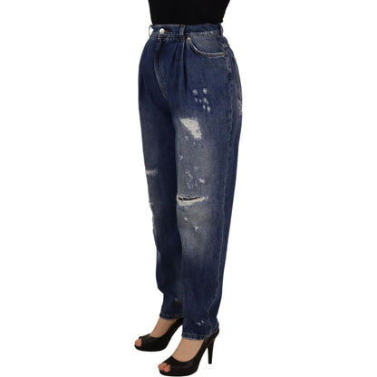 Dolce & Gabbana Blue Washed High Waist Loose Fit Pants