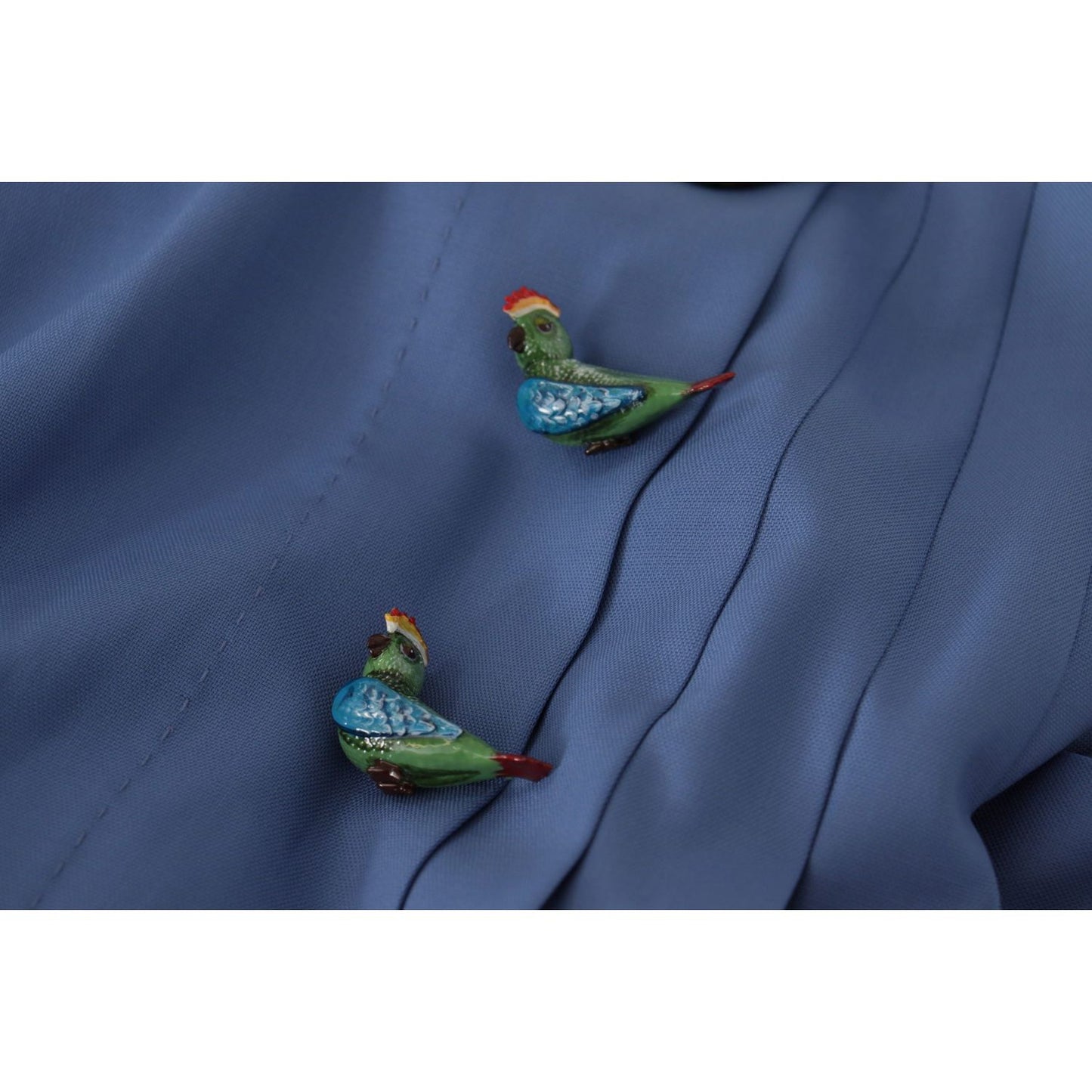 Dolce & Gabbana Blue Embellished Pleated Mini Skirt Wool