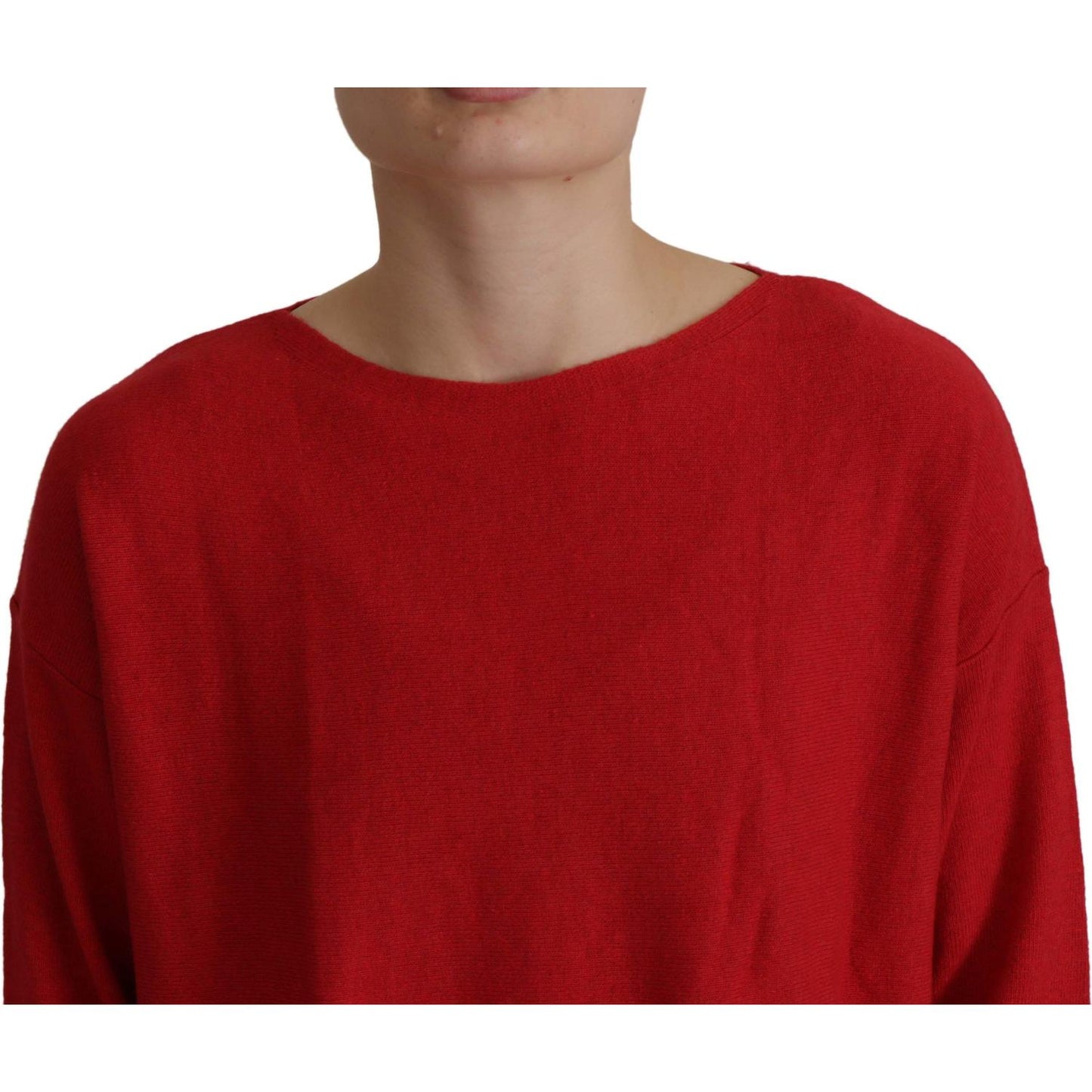 Dolce & Gabbana Red Wool Knit Round Neck Pullover Sweater Dolce & Gabbana