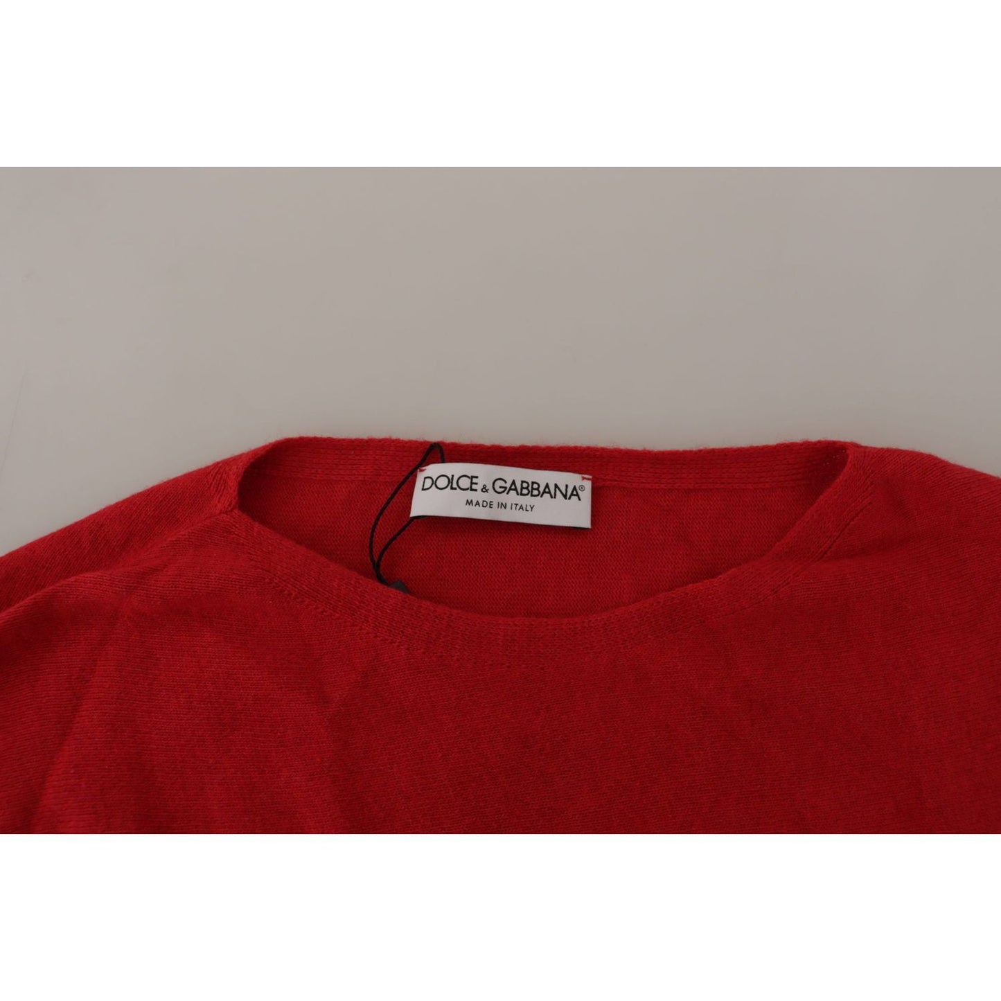 Dolce & Gabbana Red Wool Knit Round Neck Pullover Sweater Dolce & Gabbana