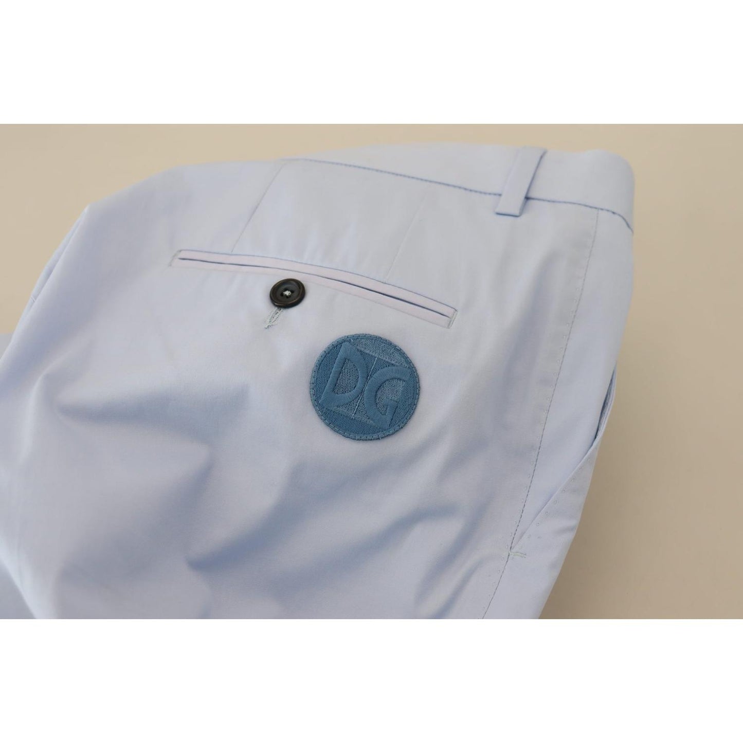 Dolce & Gabbana Blue Cotton Stretch Trousers Chinos Pants