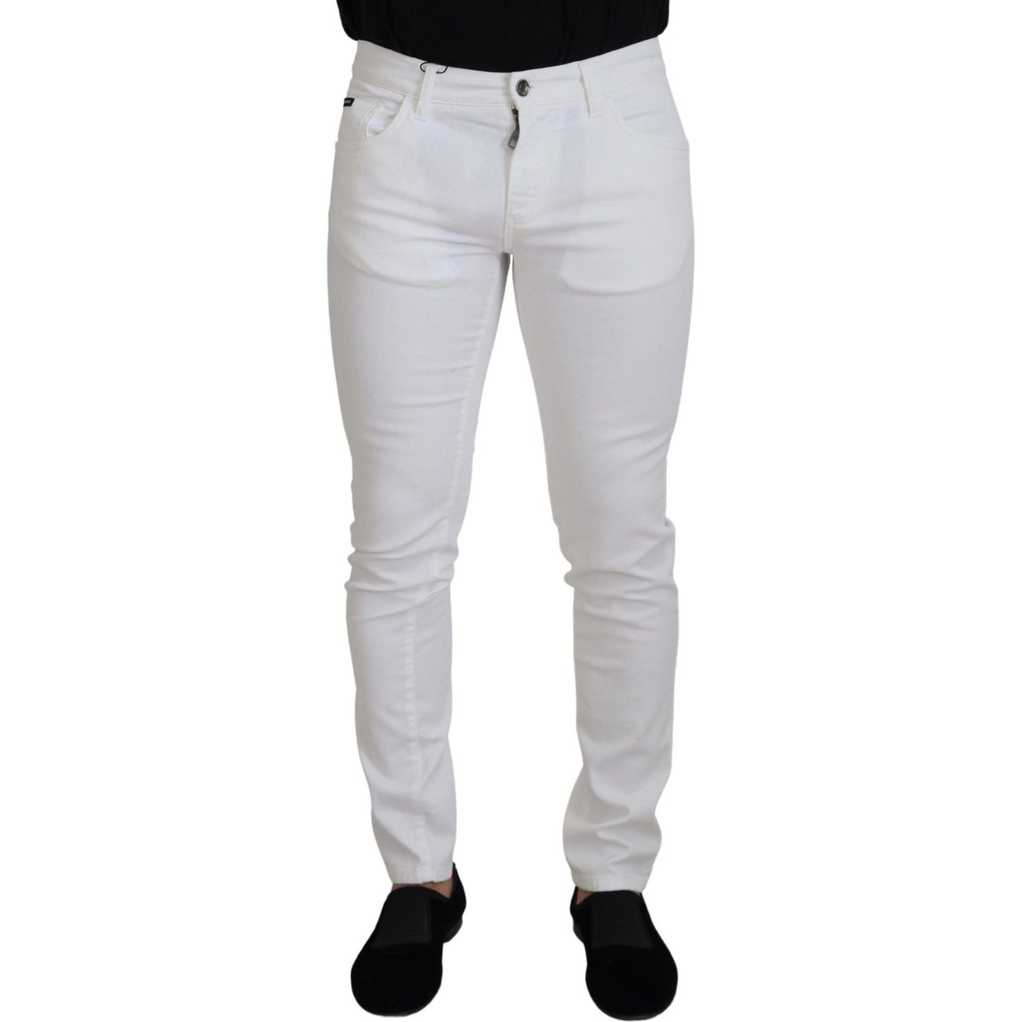 Dolce & Gabbana White Slim Skinny Stretch Cotton Denim Jeans