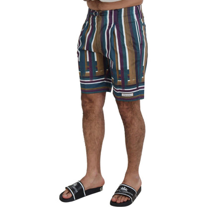 Dolce & Gabbana Multicolor Striped Stretch Cotton Shorts Shorts