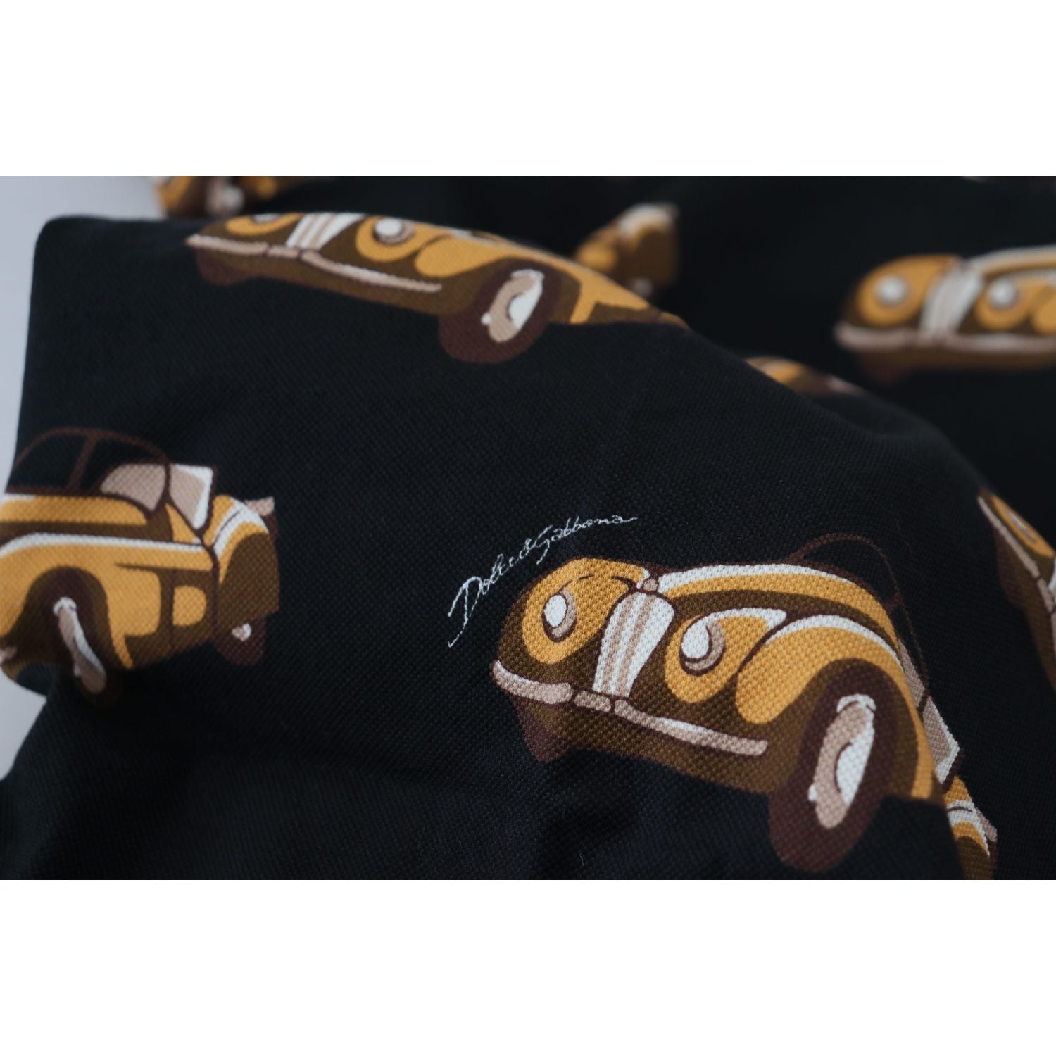 Dolce & Gabbana Black Car Print Short Sleeve Polo T-shirt