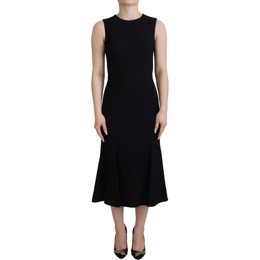 Dolce & Gabbana Black Dress Sheath Flare Viscose Dress