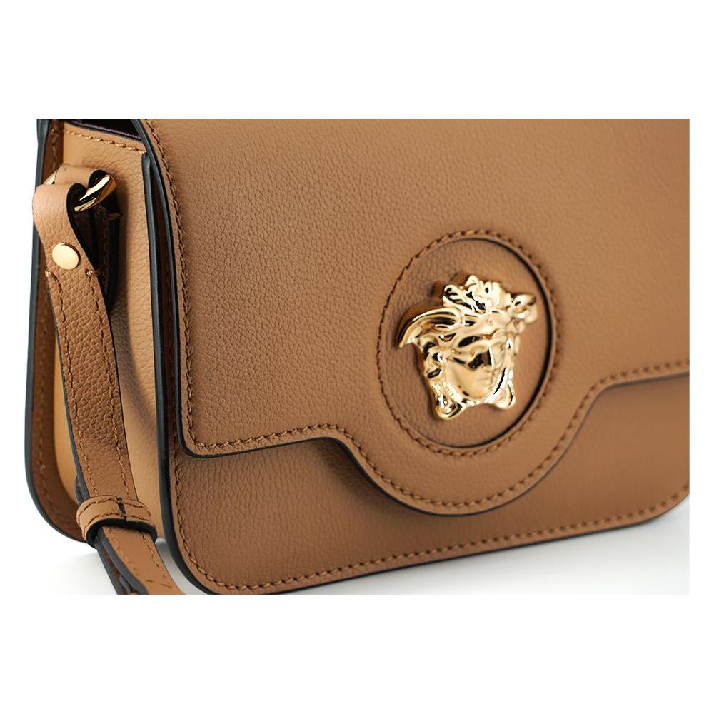 Versace Elegant Calf Leather Shoulder Bag in Brown WOMAN SHOULDER BAGS