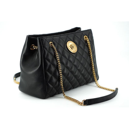Versace Elegant Quilted Nappa Leather Tote Bag