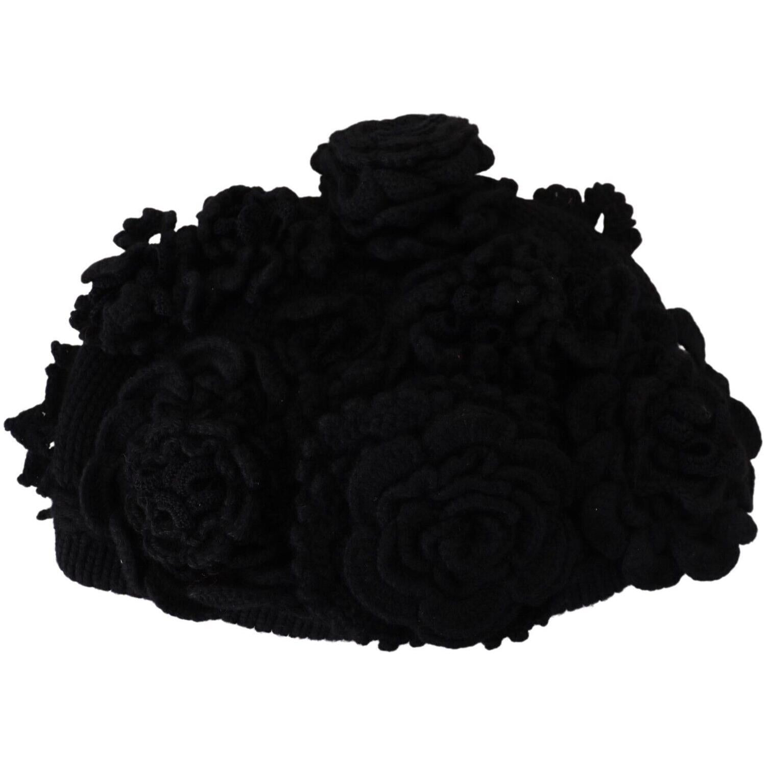 Dolce & Gabbana Black Wool Knit Winter Beanie Hat