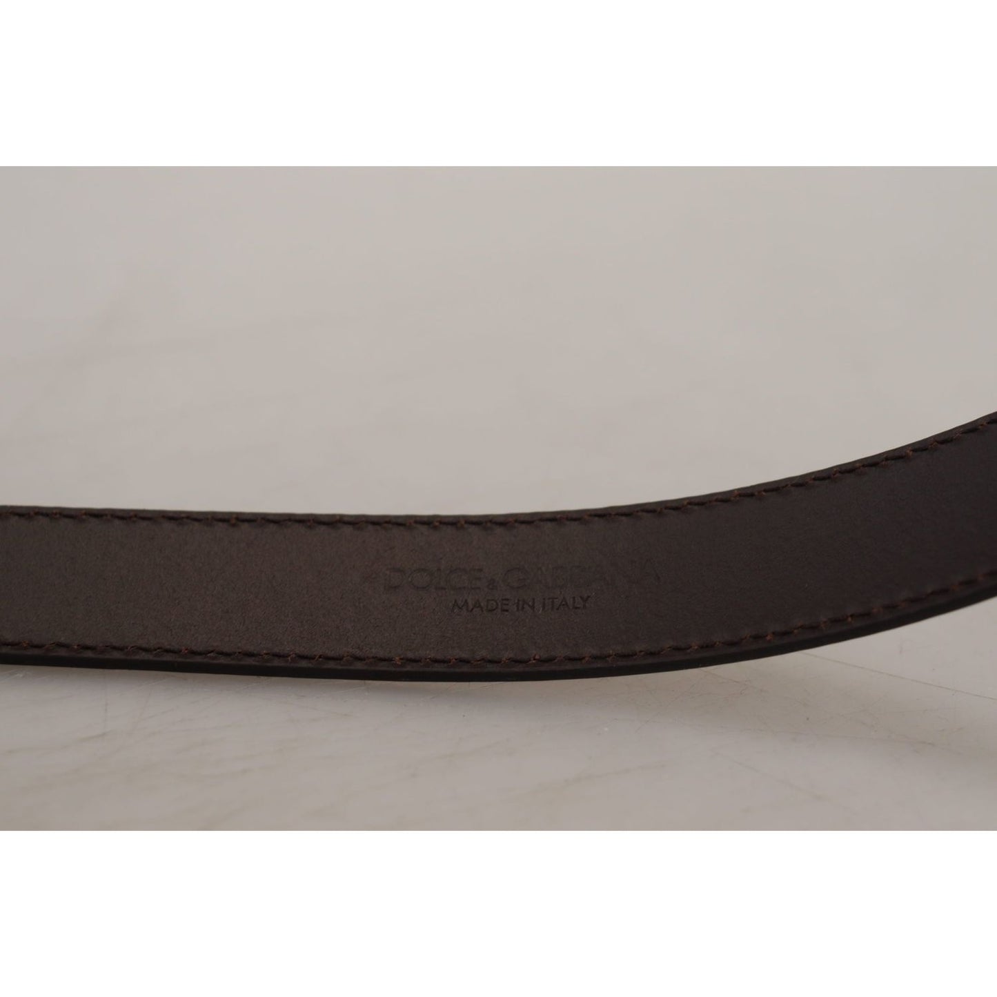 Dolce & Gabbana Gold Leather Silver Square Metal Buckle Belt BEL8975 - 36