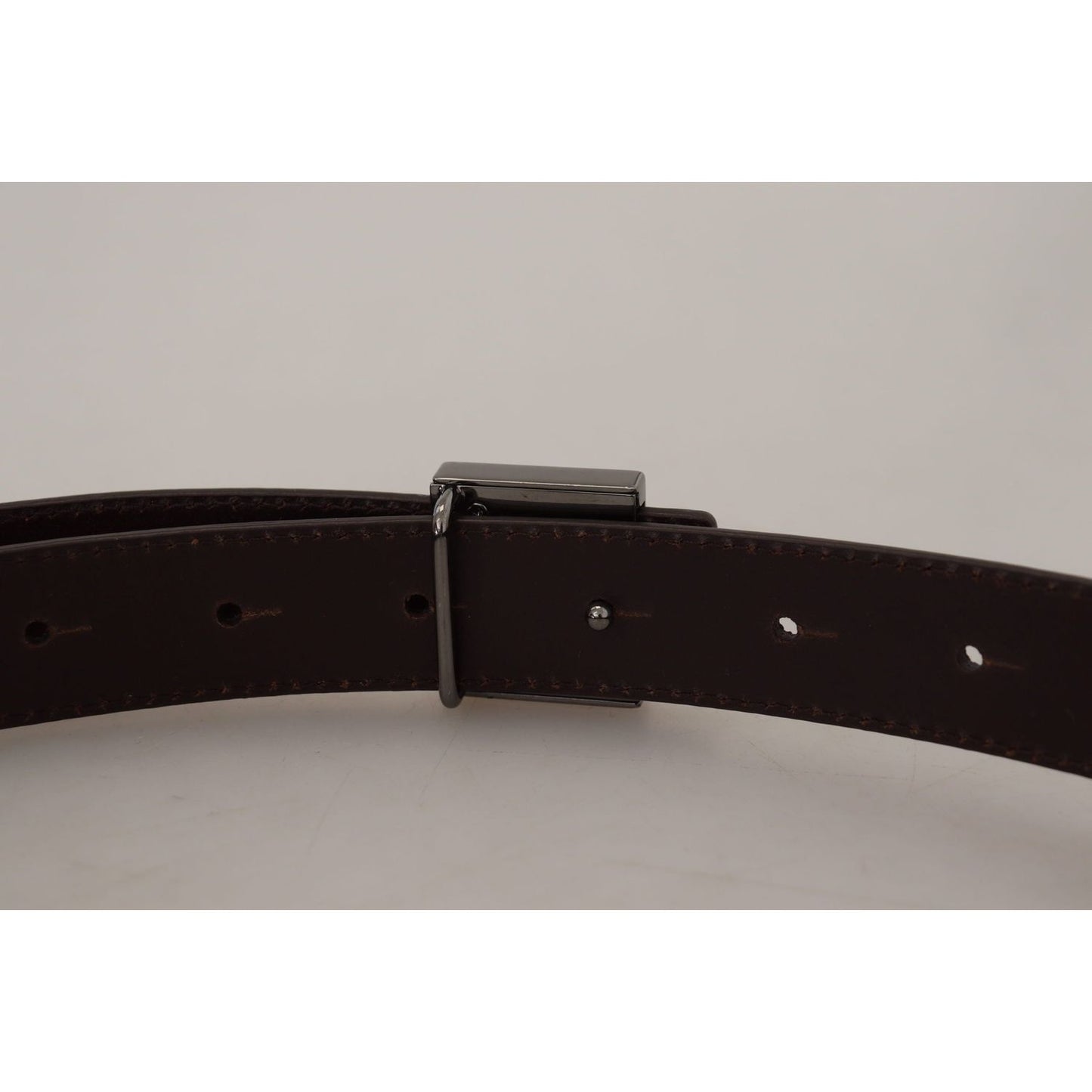 Dolce & Gabbana Gold Leather Silver Square Metal Buckle Belt BEL8975 - 36