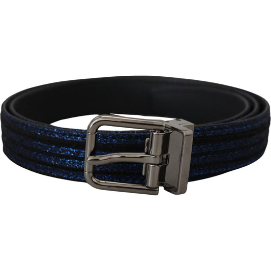 Dolce & Gabbana Blue Jacquard Stripe Silver Buckle Belt BEL8977- 90