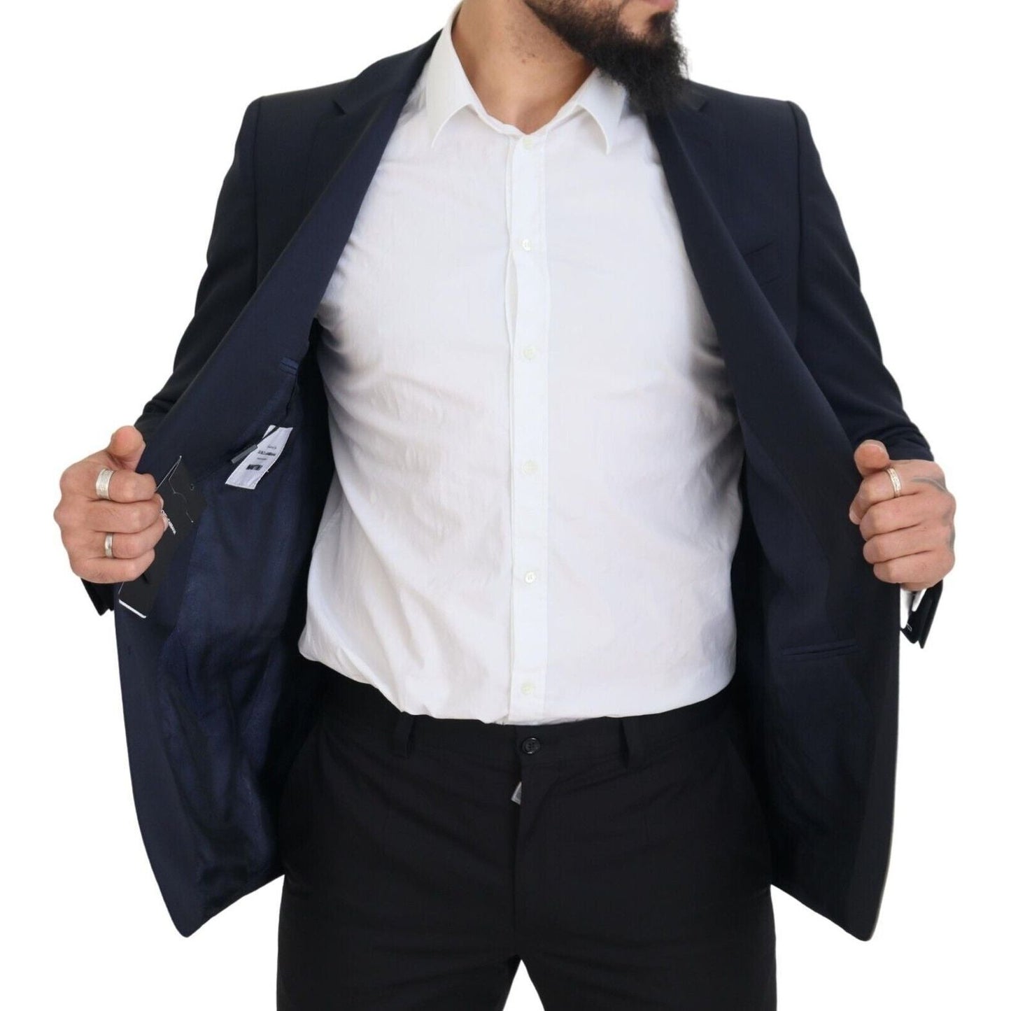 Dolce & Gabbana Dark Blue Wool Single Breasted MARTINI Blazer JKT3453 - 48