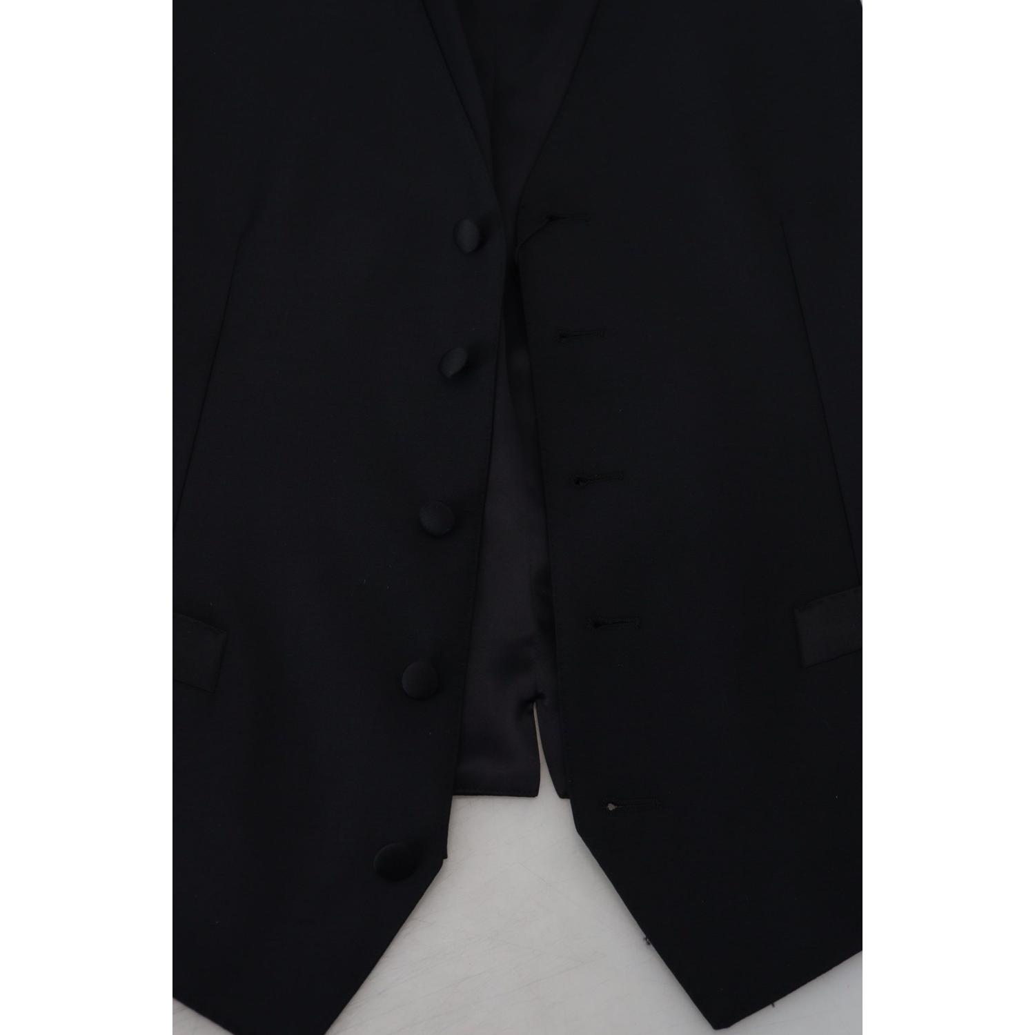 Dolce & Gabbana Black Virgin Wool Waistcoat Formal Dress Vest