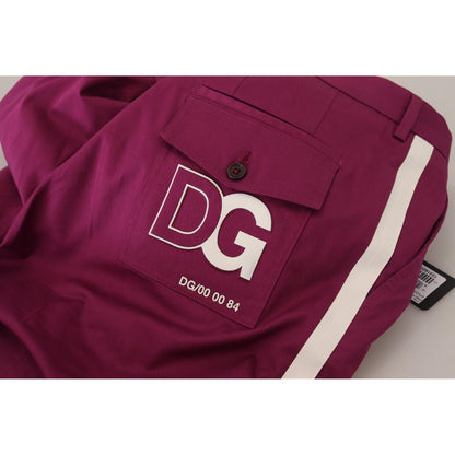 Dolce & Gabbana Magenta Cotton DG Logo Pocket Trouser Pants