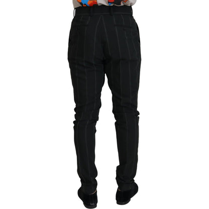Dolce & Gabbana Black Striped Men Trousers Cotton Pants