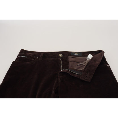 Dolce & Gabbana Brown Corduroy Men Casual Trouser Pants