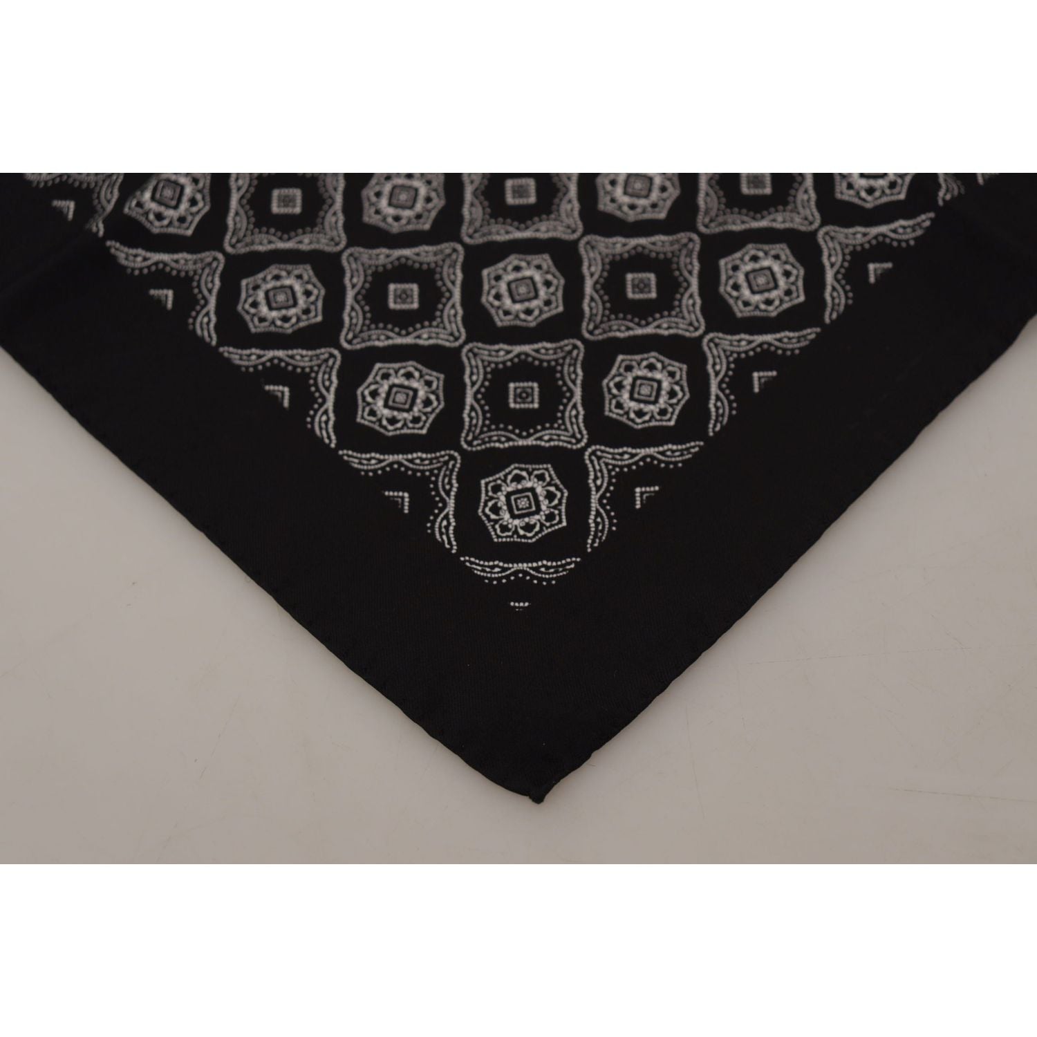Dolce & Gabbana Black Geometric Patterned Square Handkerchief Scarf