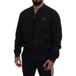 Dolce & Gabbana Black Nylon Logo Bomber Zipper Jacket